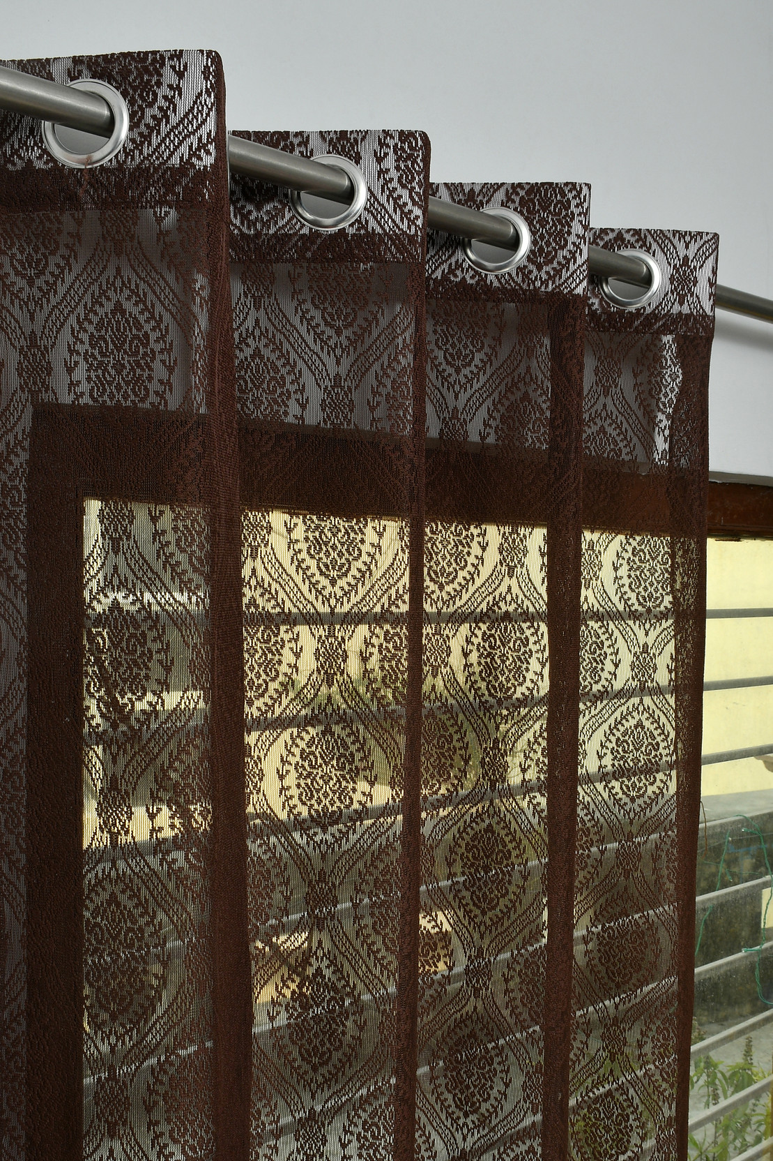 Rashee Creations 274 cm (9 ft) Long Door Net Transparent Curtain (Pack Of 2)