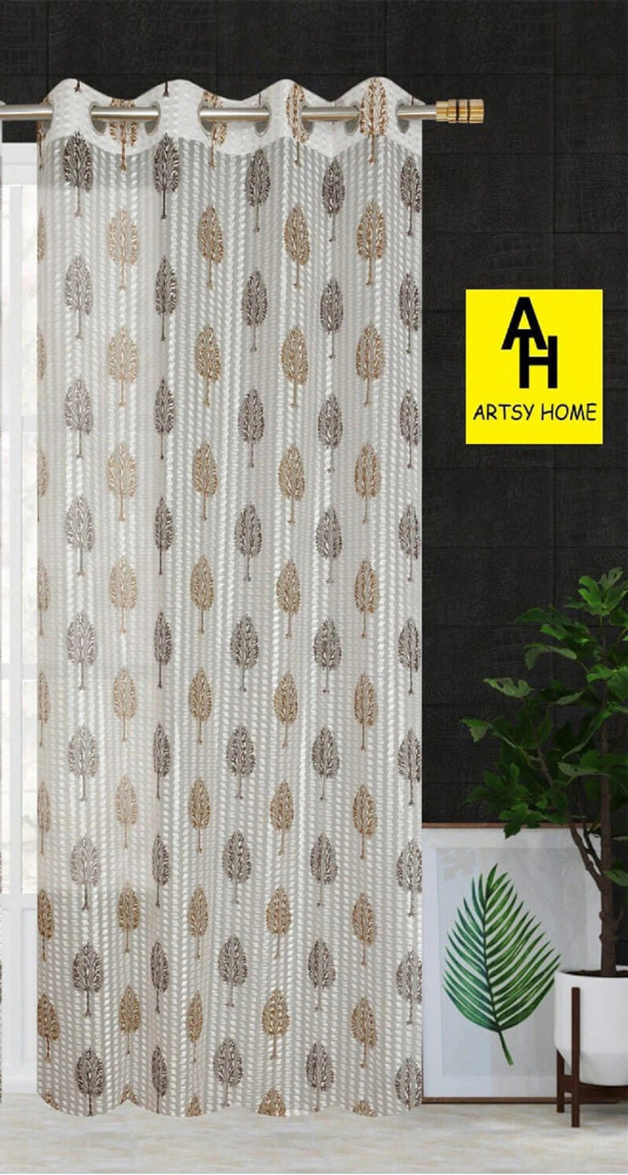 BANAVY 275 cm (9 ft) Long Door Tissue, Net Semi Transparent Curtain Single Curtain