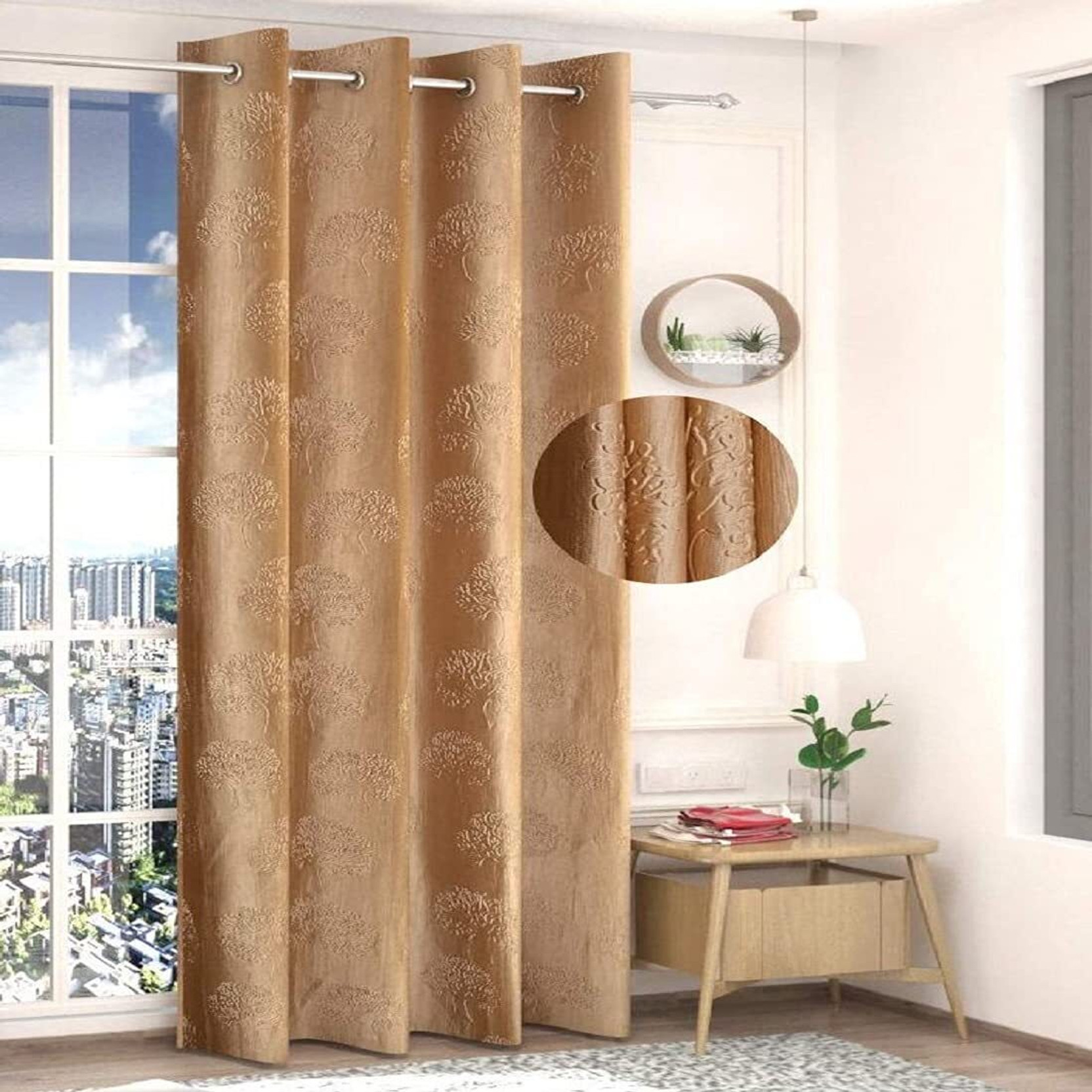 Home Stylish 213 cm (7 ft) Door Polyester Room Darkening Curtain Single Curtain