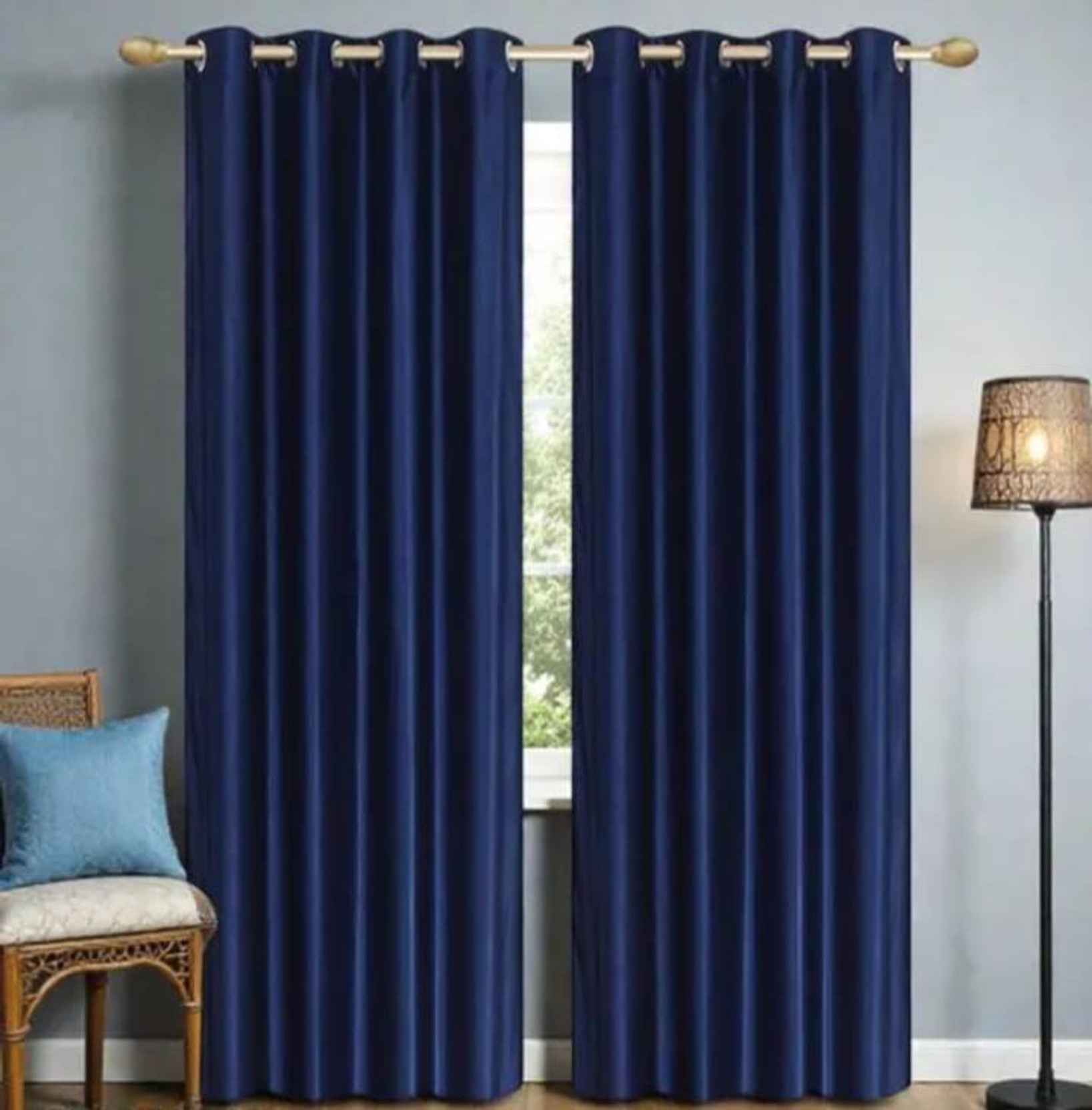kalakriti 214 cm (7 ft) Window Polyester, Velvet Room Darkening Curtain (Pack Of 2)