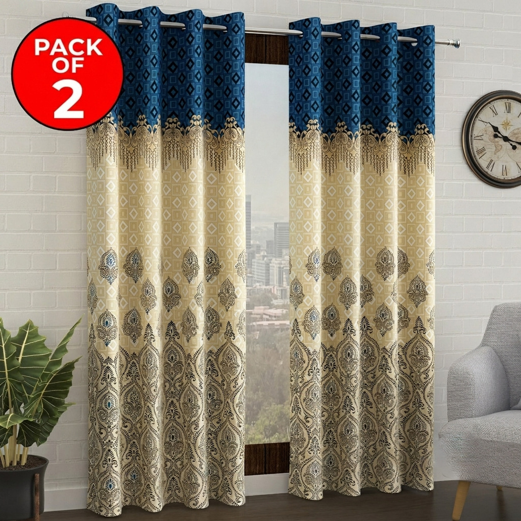 Story@home 215 cm (7 ft) Door Polyester Semi Transparent Curtain (Pack Of 2)