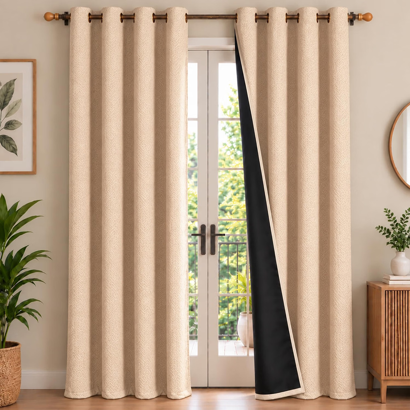 HOMEMONDE 213.36 cm (7 ft) Door Polyester Blackout Curtain (Pack Of 2)