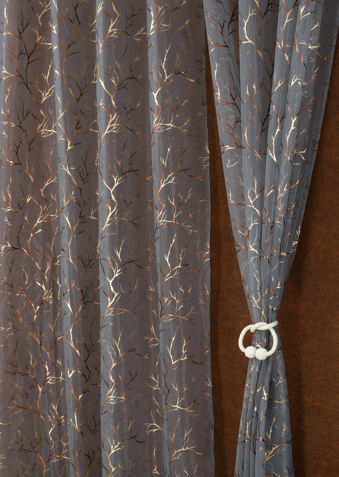 Homefab India 152.4 cm (5 ft) Window Polyester Transparent Curtain (Pack Of 2)