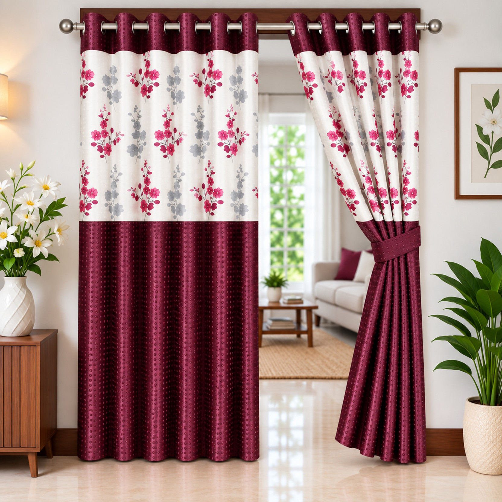 Hm Enterprises 213 cm (7 ft) Door Polyester Blackout Curtain (Pack Of 2)