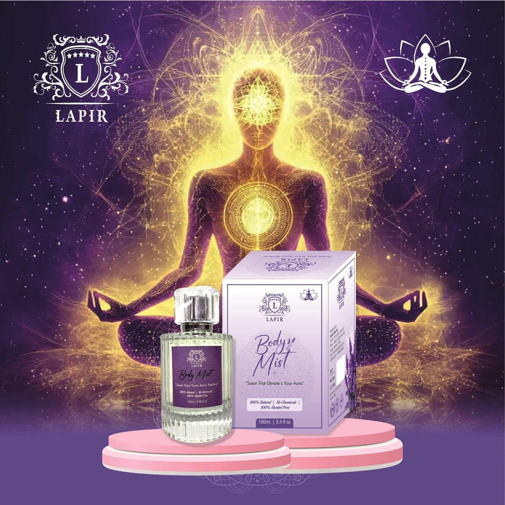 LAPIR Aura Elevating Body Mist| 100% Natural | Wellness Mist & Long Lasting Spiritual Body Mist  -  For Men & Women