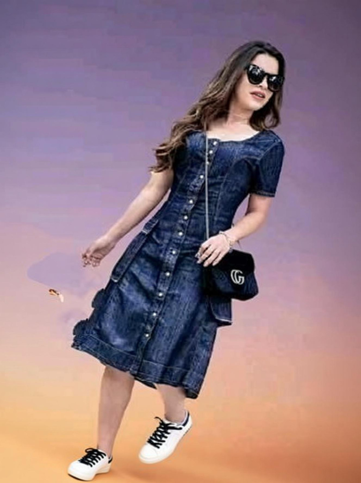 Women A-line Blue Below Knee Dress