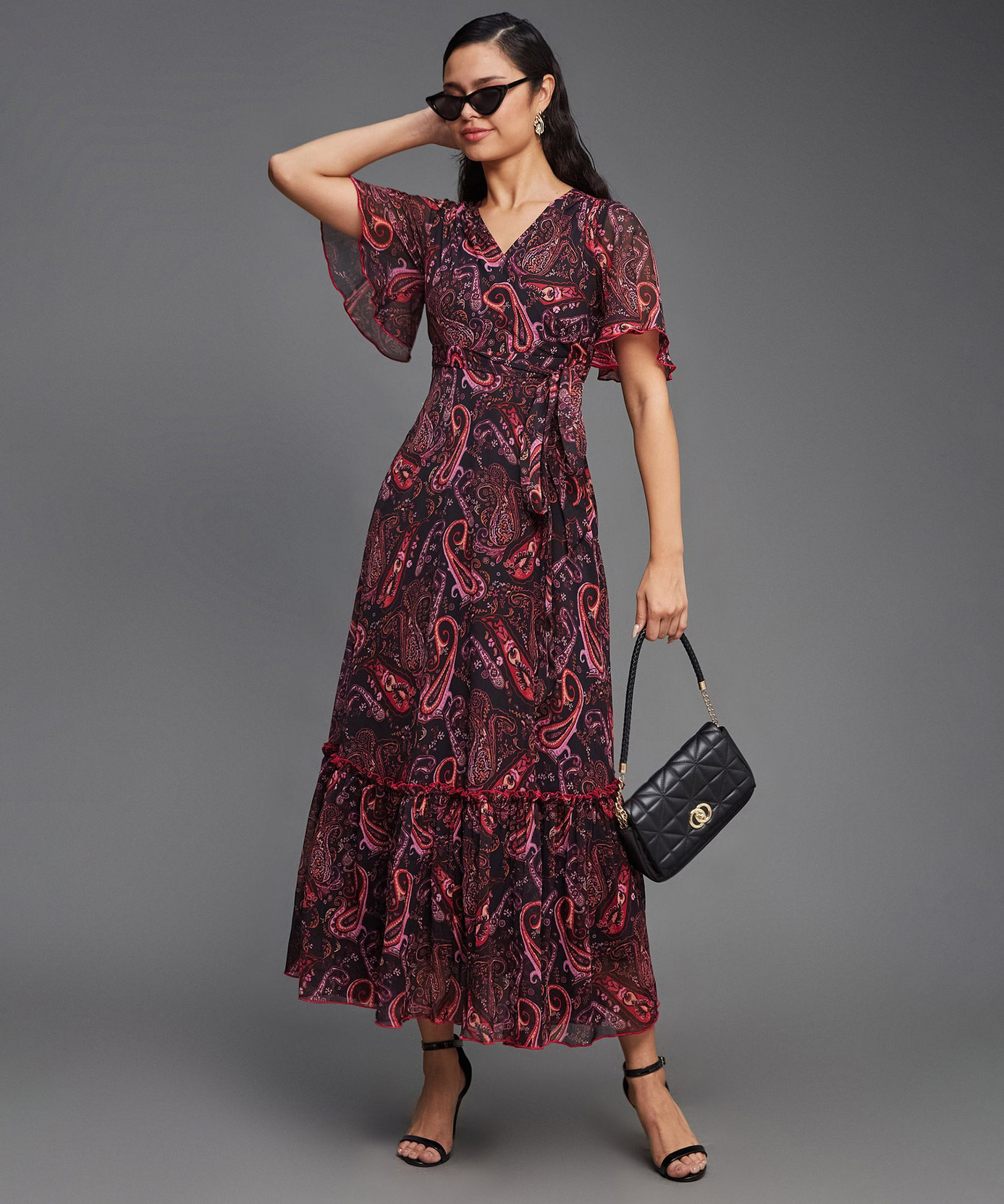 Women Wrap Multicolor Midi/Calf Length Dress