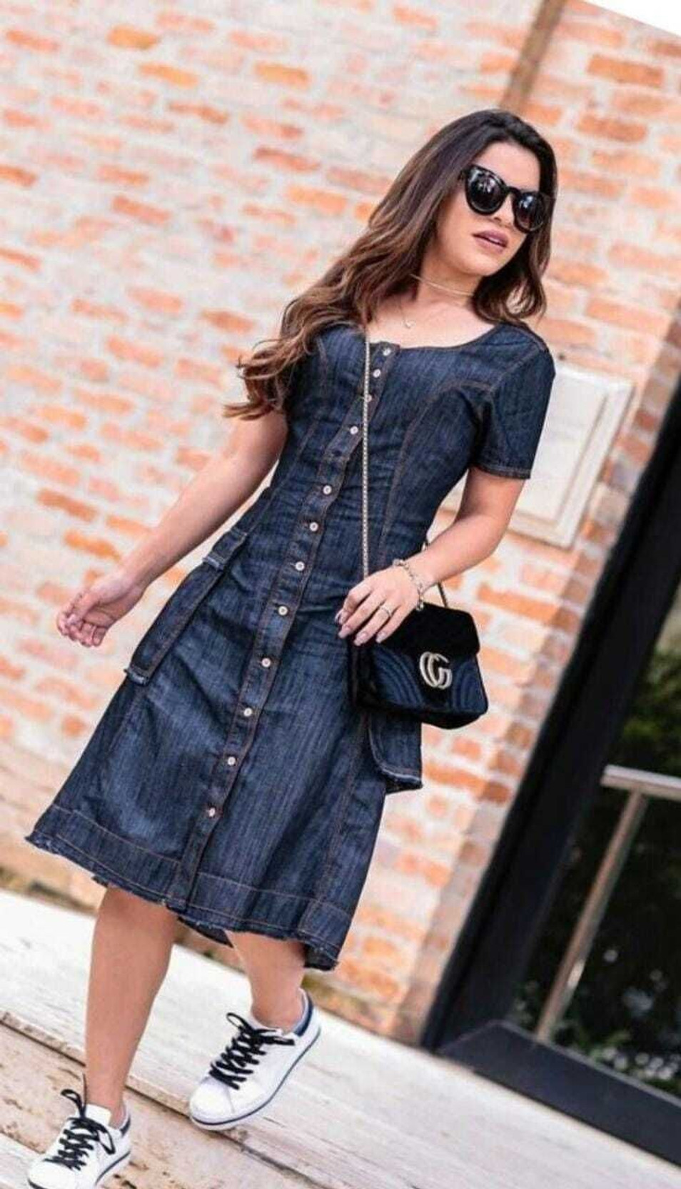 Women A-line Blue Below Knee Dress