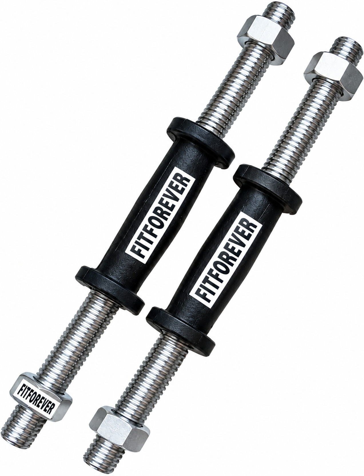fitforever 13 INCH GRIP DUMBBELL ROD PAIR ( SOLID 20mm), PACK OF 2 PCS [WITH IRON NUT] Multi-training Bar