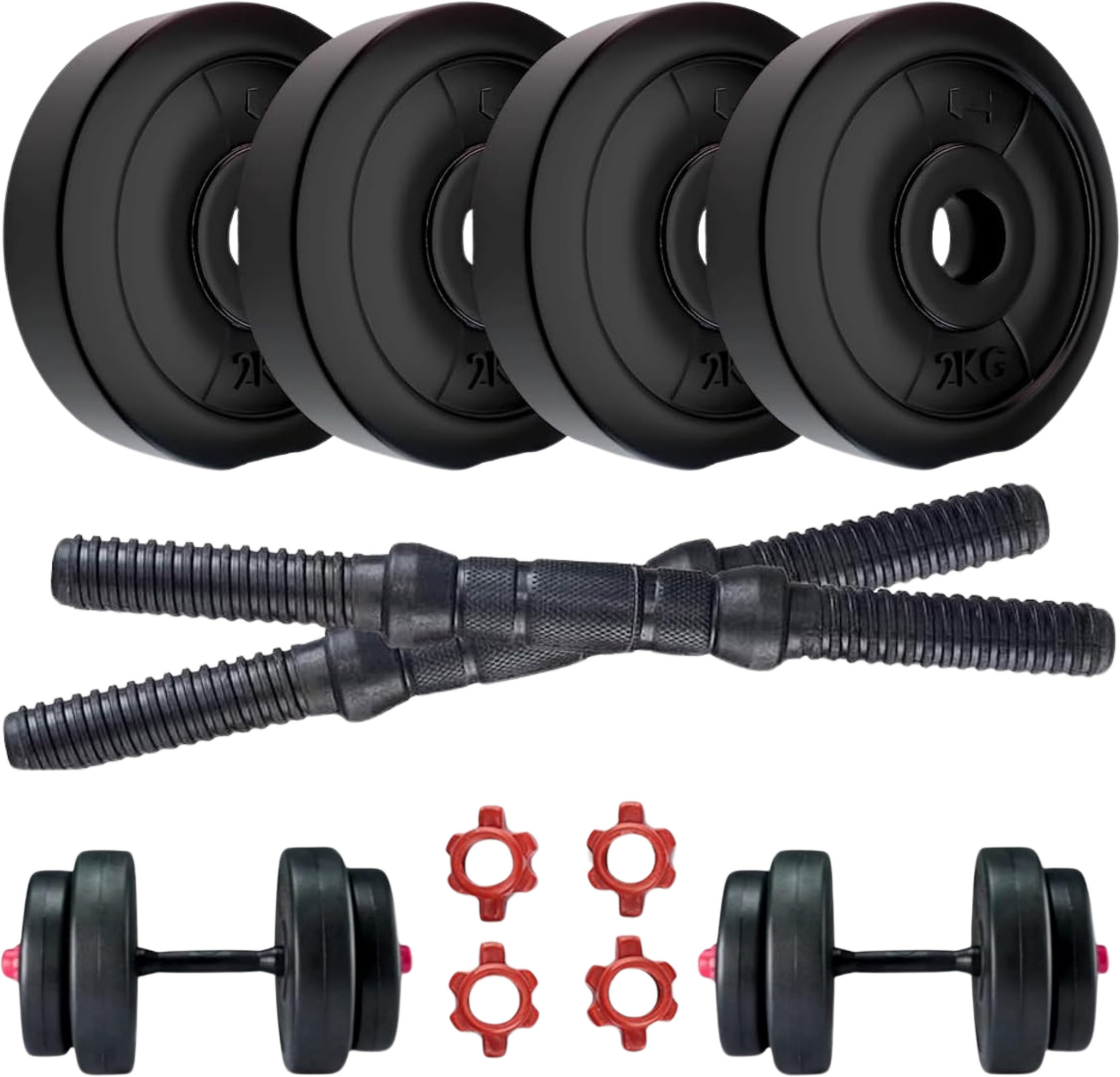 JASMINE 20kg PVC Dumbbell Set | Includes 3kg x4 | 2kg x4 | Rods Adjustable Dumbbell