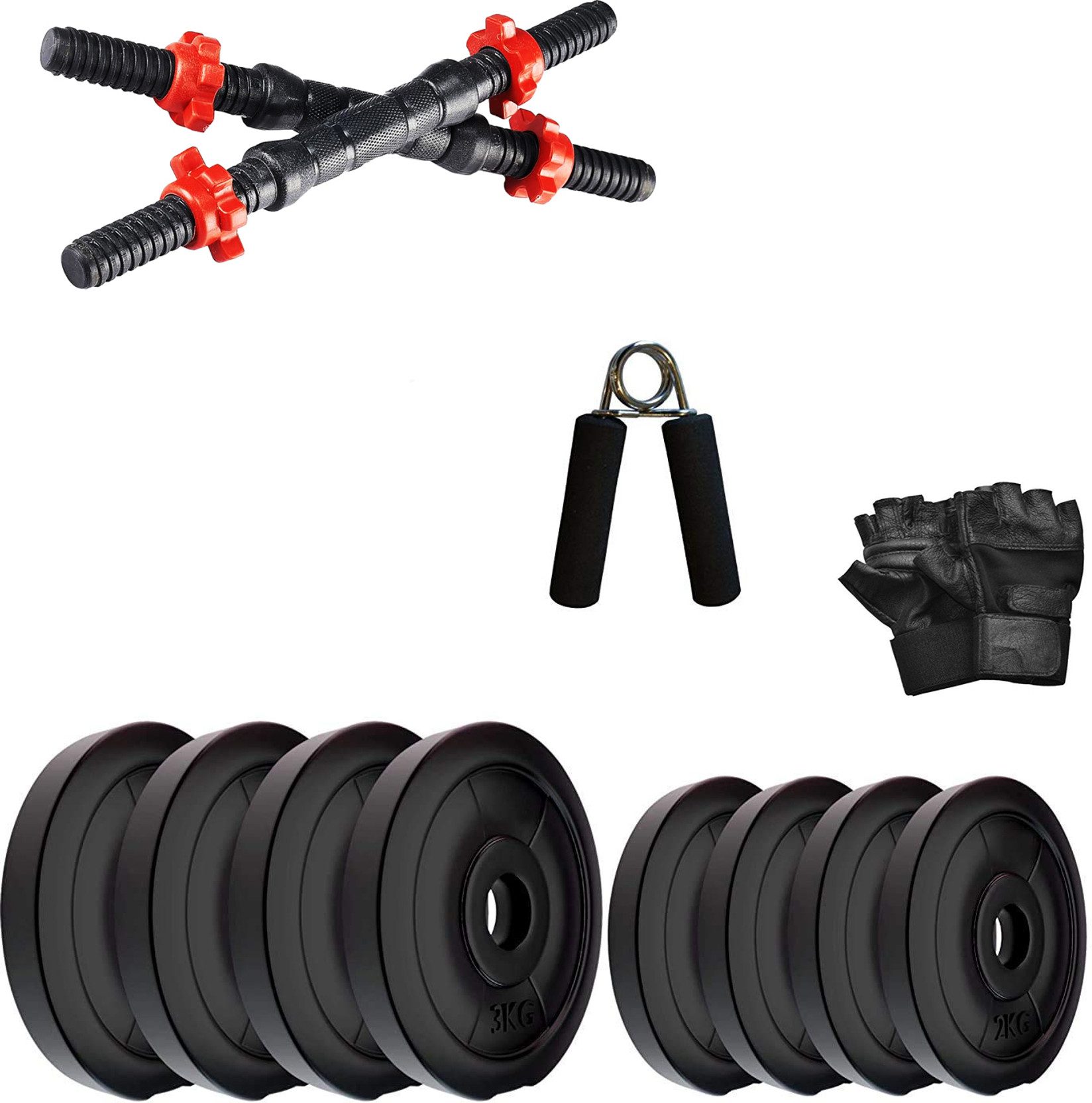 DreamFit 20 kg PVC Adjustable Dumbbell With Free Gym Gloves and Hand Grip Adjustable Dumbbell