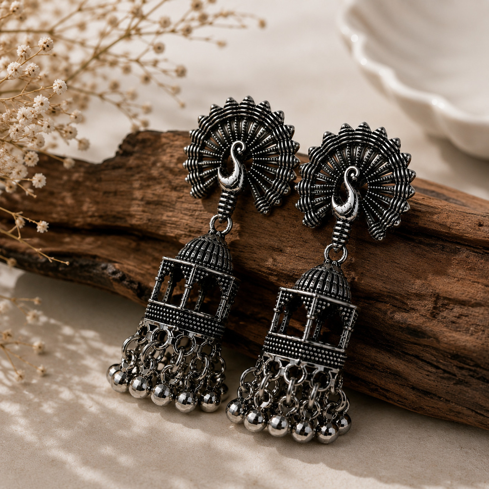 Peacock Palace Jhumka Alloy Jhumki Earring