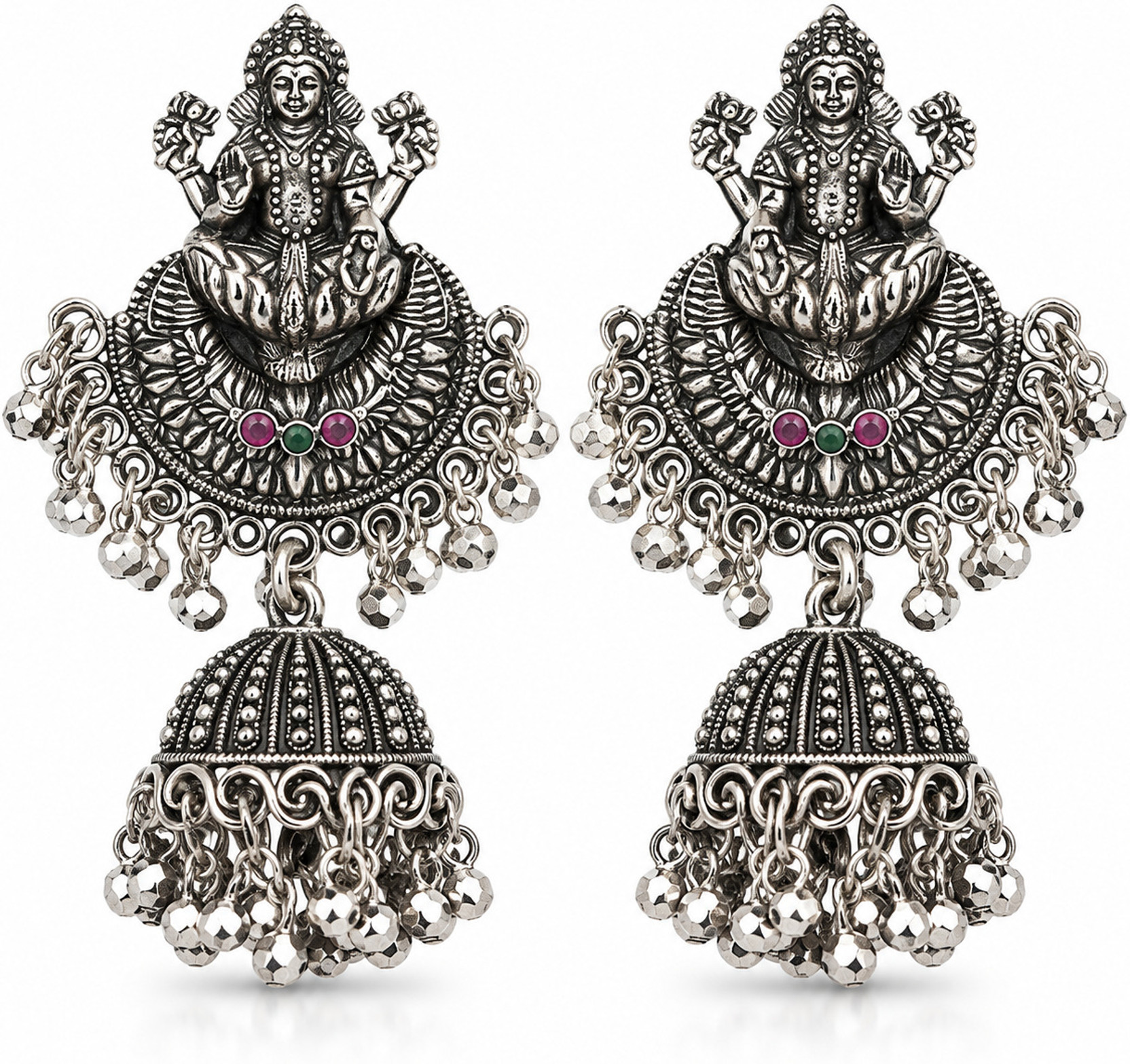 Sridha Jewels Lakshmi Oxidized Silver Jhumka Earrings for Women Alloy Drops & Danglers, Jhumki Earring