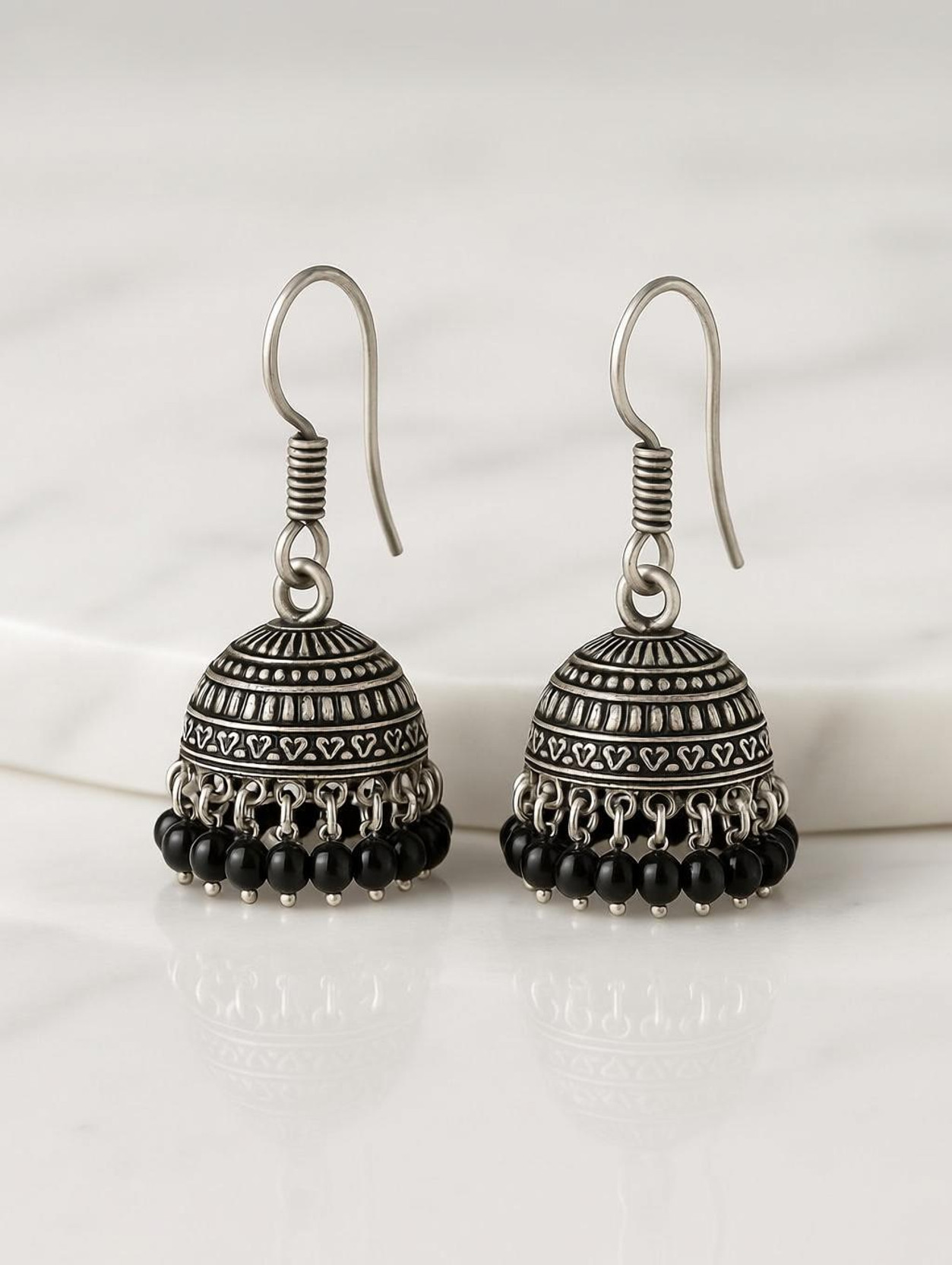 Oxidised Earrings German Silver Afghani Jhumki Black Pearl Jhumka German Silver Jhumki Earring