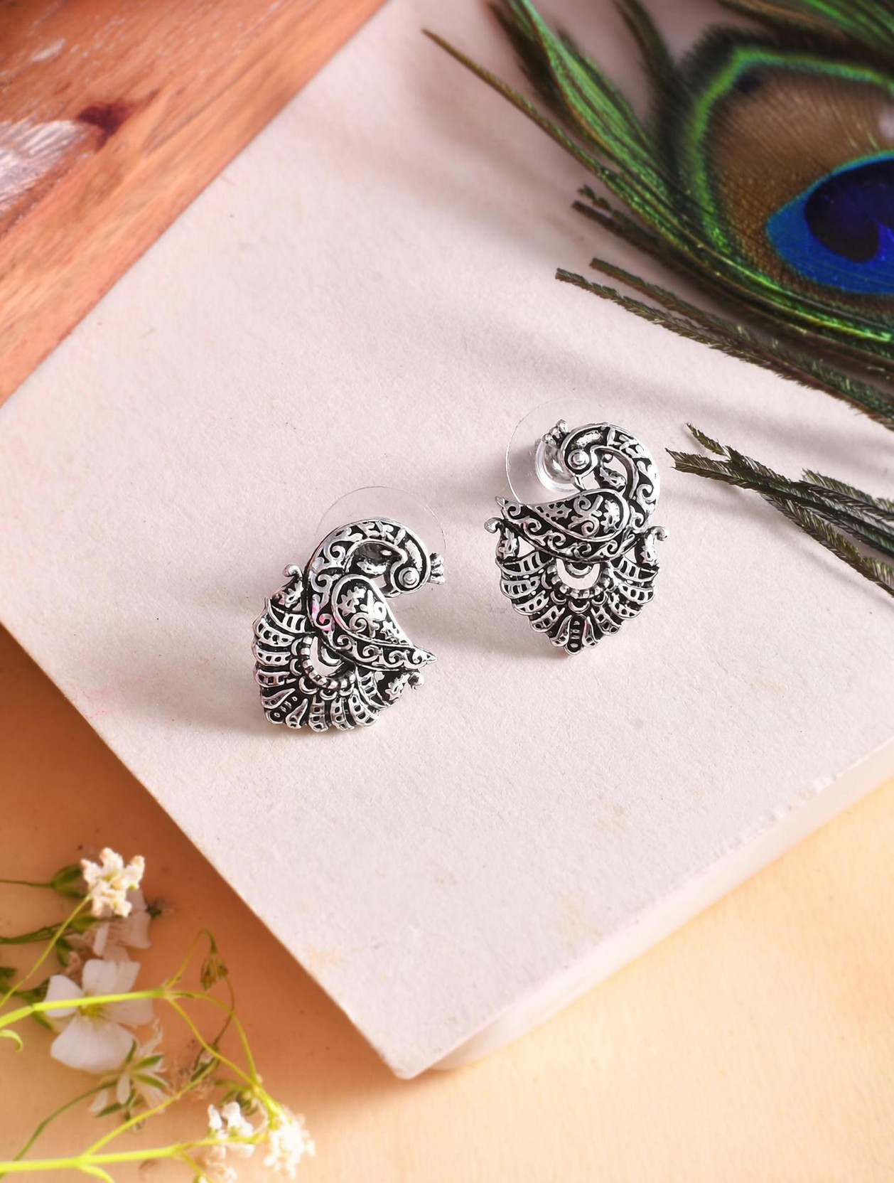 Morni Mayuri Ear Studs Brass Stud Earring