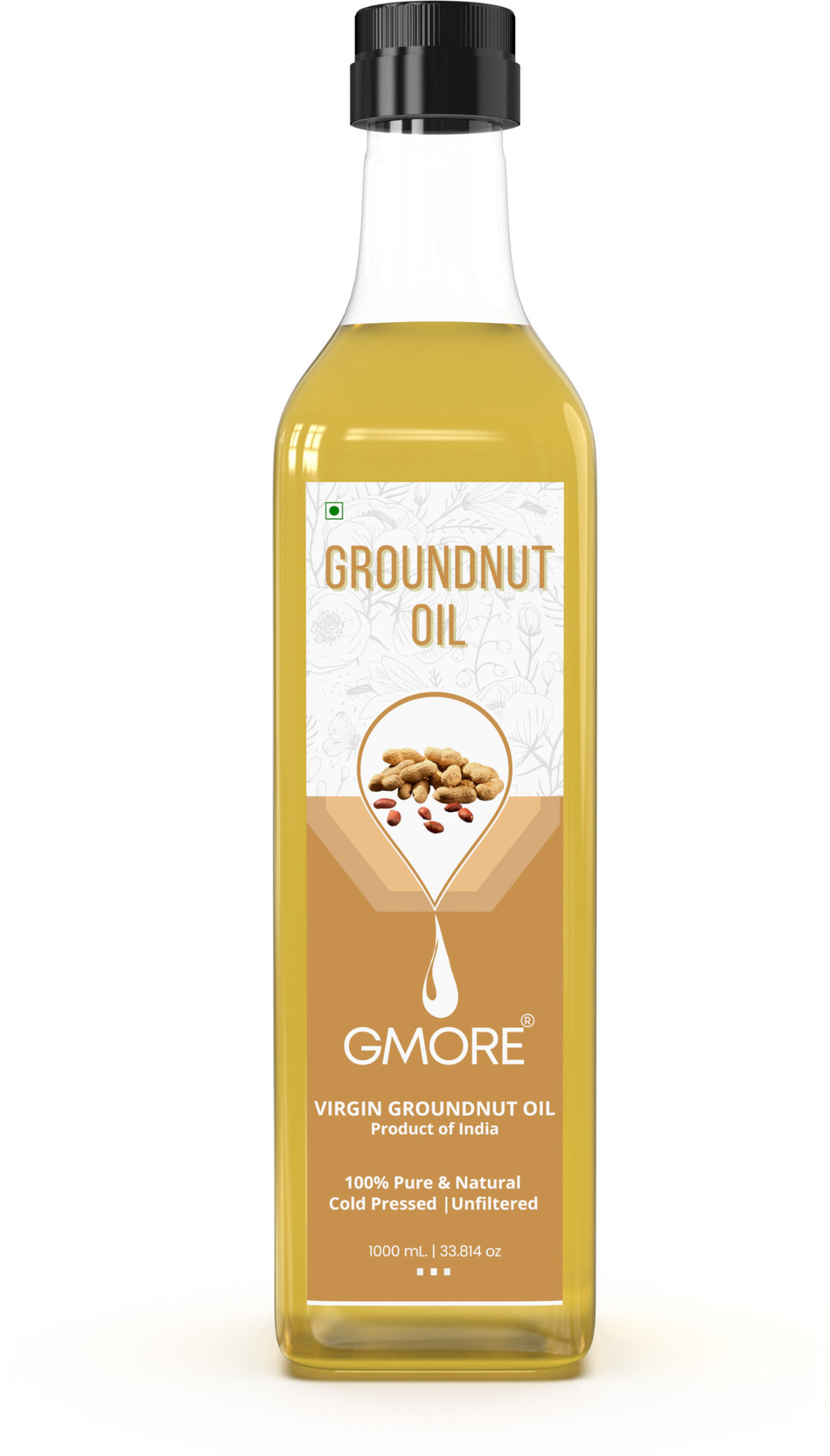 Gmore Cold Pressed - Edible - Extra Virgin - Groundnut/Peanut / Peanut Oil - 100% Pure, 100% Natural, Unrefined, Unbleached, No Chemicals, No Preservatives Groundnut Oil