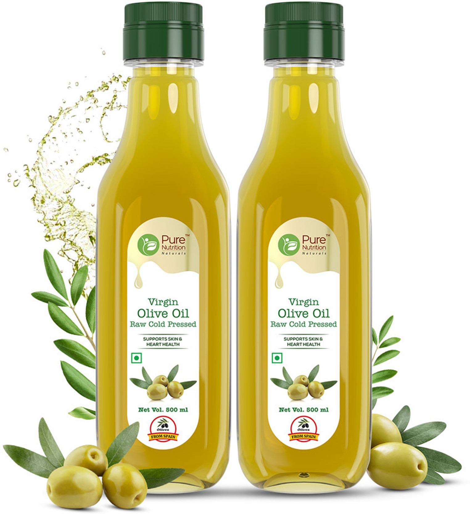 Pure Nutrition Cold Pressed Raw Extra Virgin Olive Oil Plastic Bottle (500 ml) Olive Oil