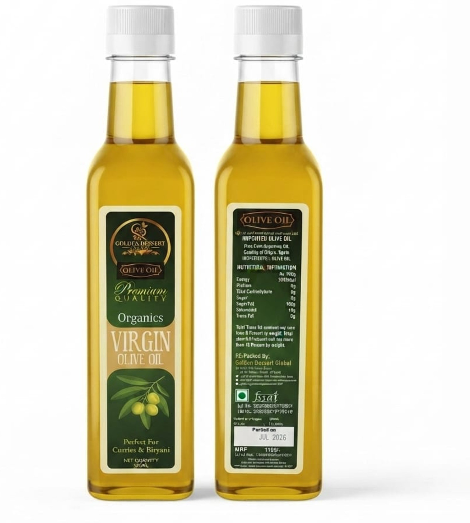 Golden Dessert Global 100% Pure Virgin Olive Oil | Cold Pressed Extra Virgin Olive Oil Olive Oil