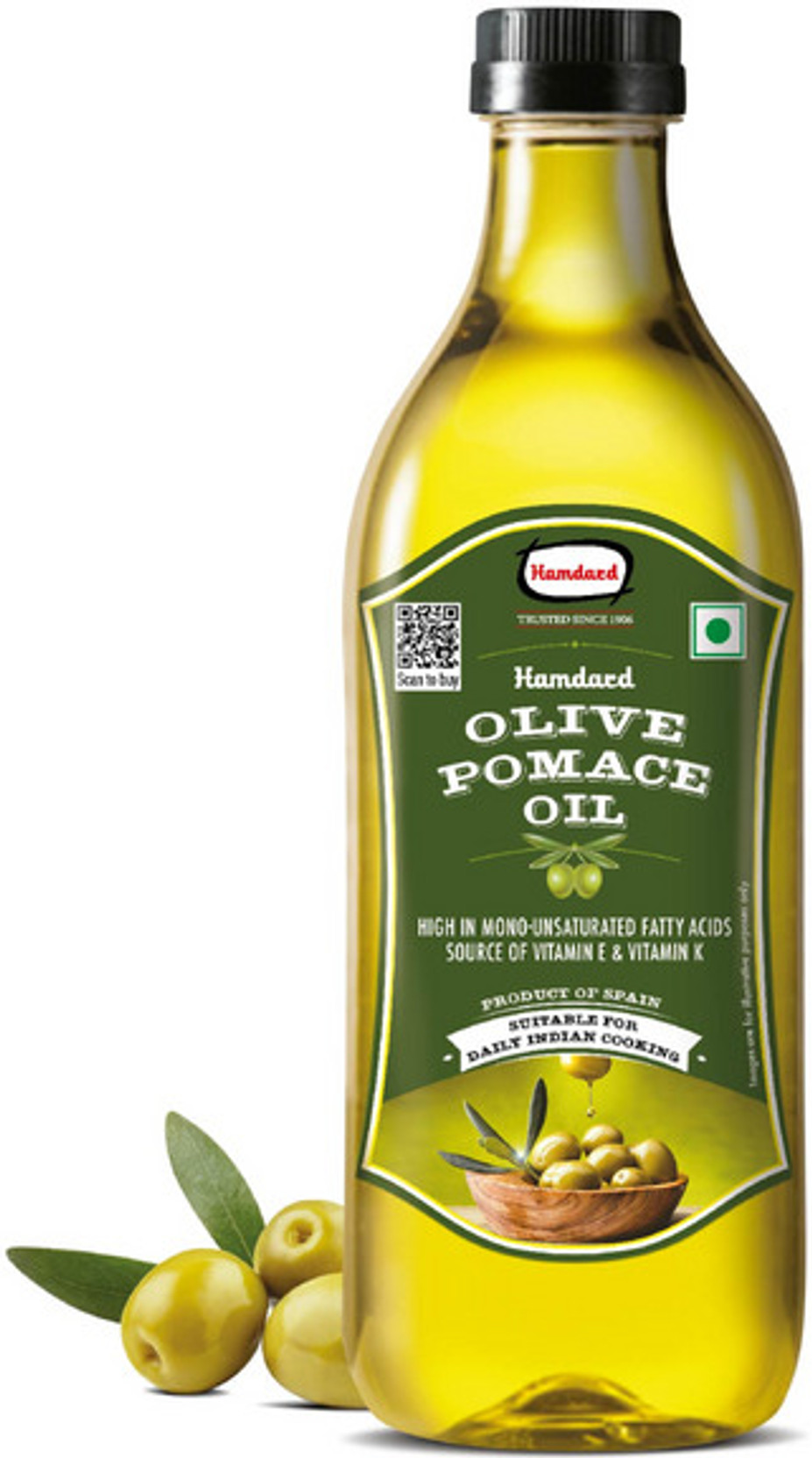 Hamdard Olive Pomace Oil 1Ltr | Suitable For Indian Cooking, Rich In Vitamin E & K Olive Oil