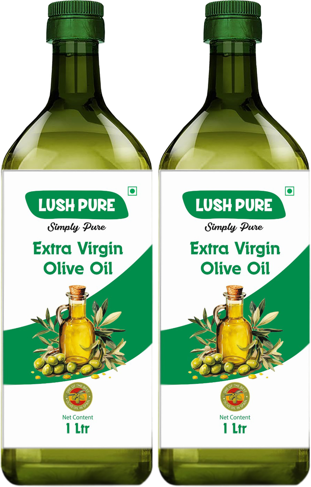 lushpure Extra Virgin irst Cold Pressed,(Imported from Italy) -1 LTR Pack of 2 Olive Oil