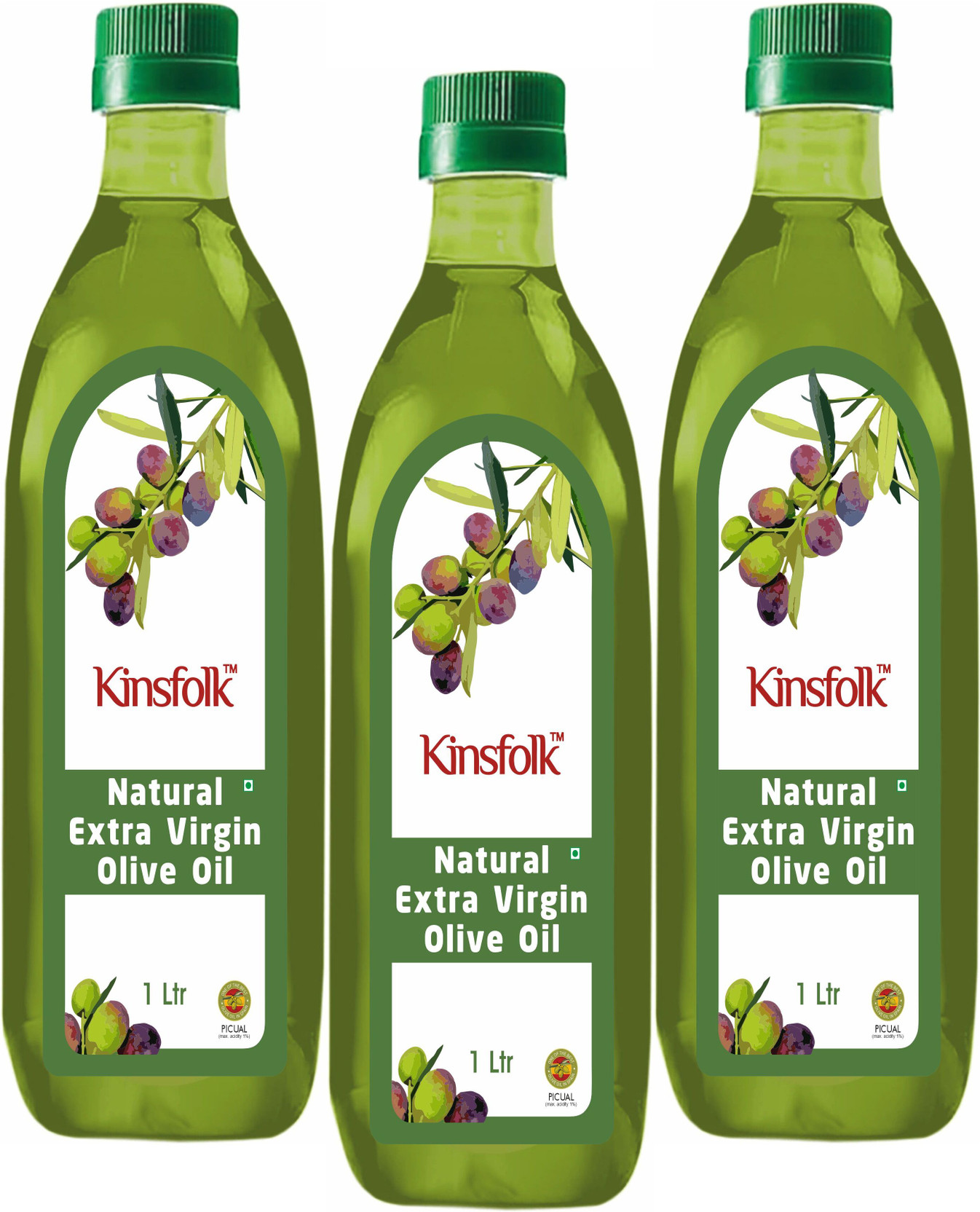 Kinsfolk Organic Extra Virgin (( Imported Oil From Spain )) ((( PACK Of 3 ))) Olive Oil