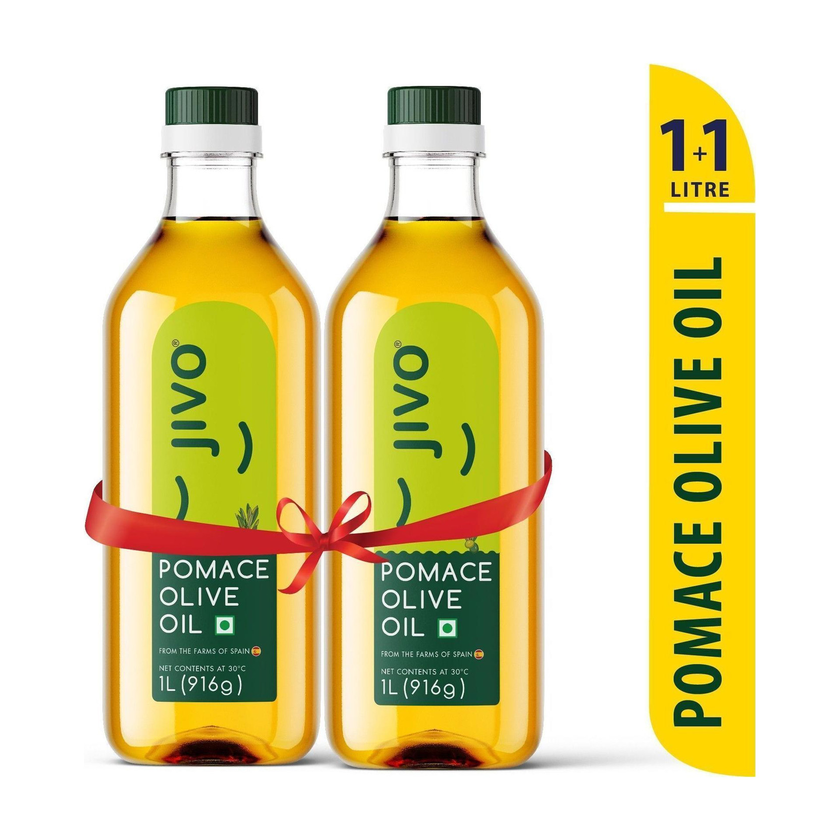 JIVO Pomace Olive Oil Plastic Bottle 1 Ltr ( Pack of 2) Olive Oil