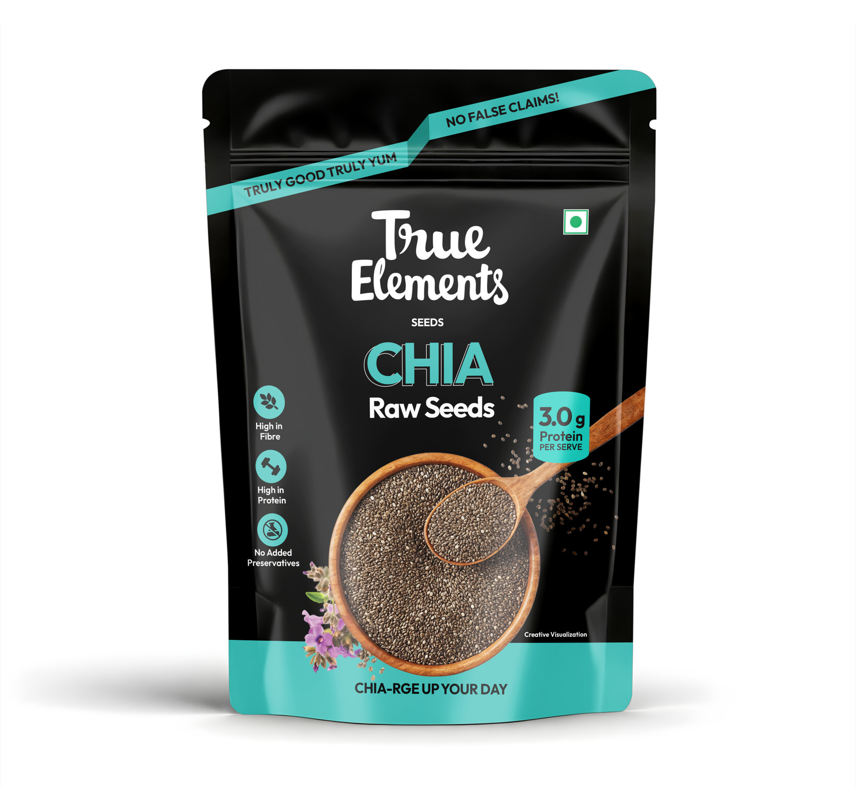 True Elements Raw Chia Seeds for weight loss with Omega 3, Zinc & Fiber, Calcium Rich Chia Seeds