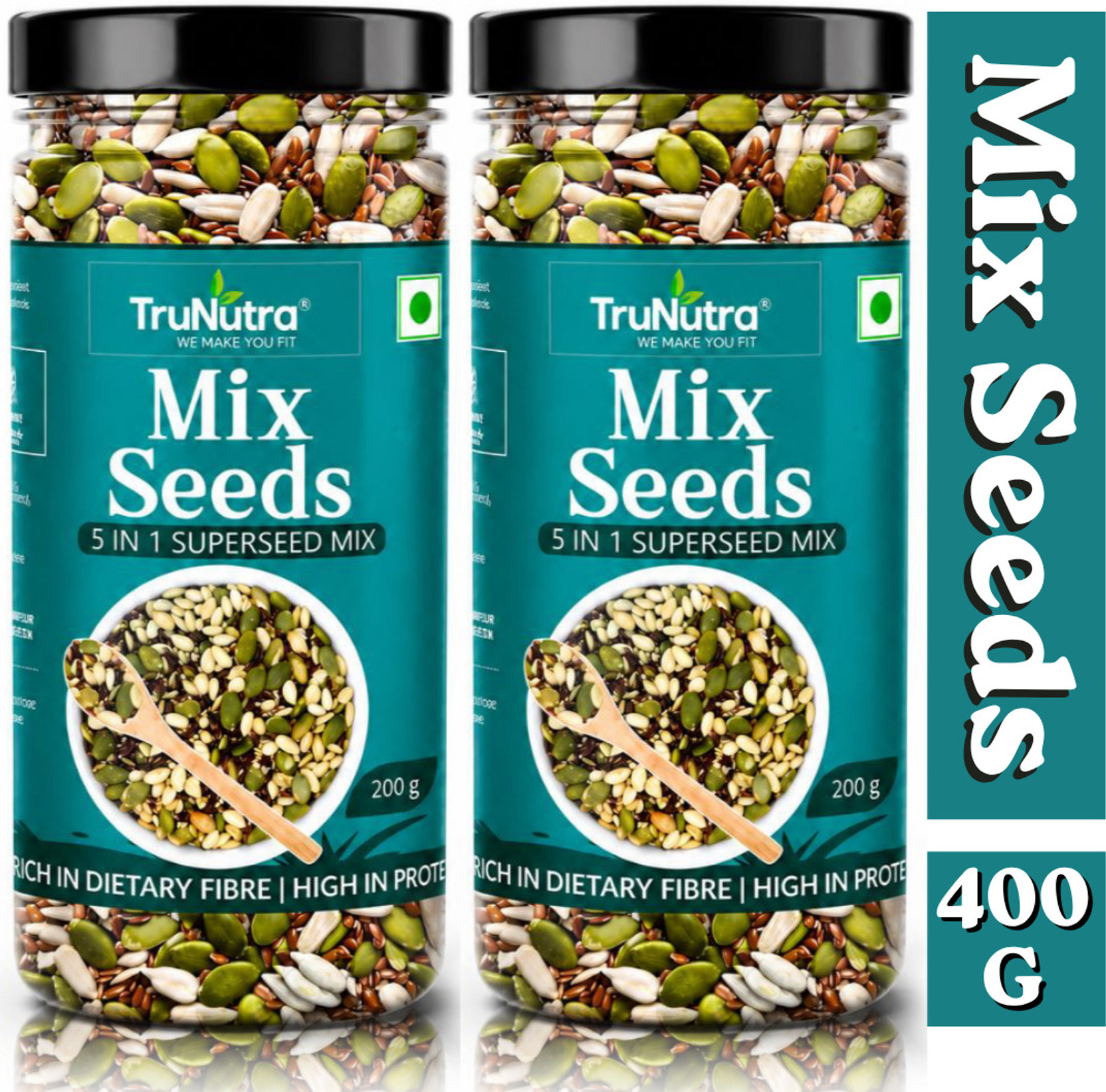 TruNutra 5 in 1 Mix with Chia, Flax, Pumpkin, Sunflower & Watermelon Seeds for Use Mixed Seeds