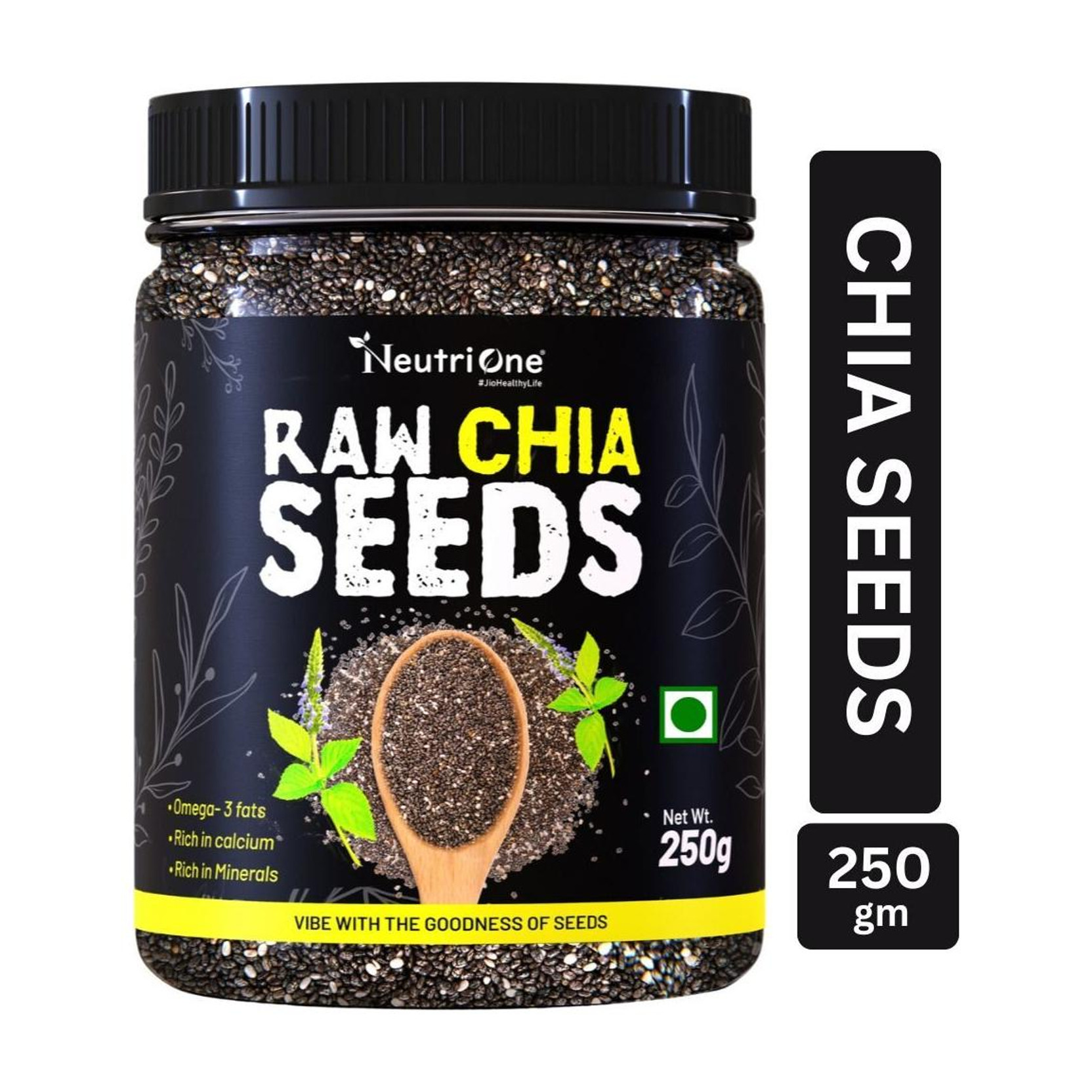 NeutriOne Raw Chia Seeds for Weight Loss with Omega 3 ,Zinc and Fiber,Calcium Rich/Protein Chia Seeds