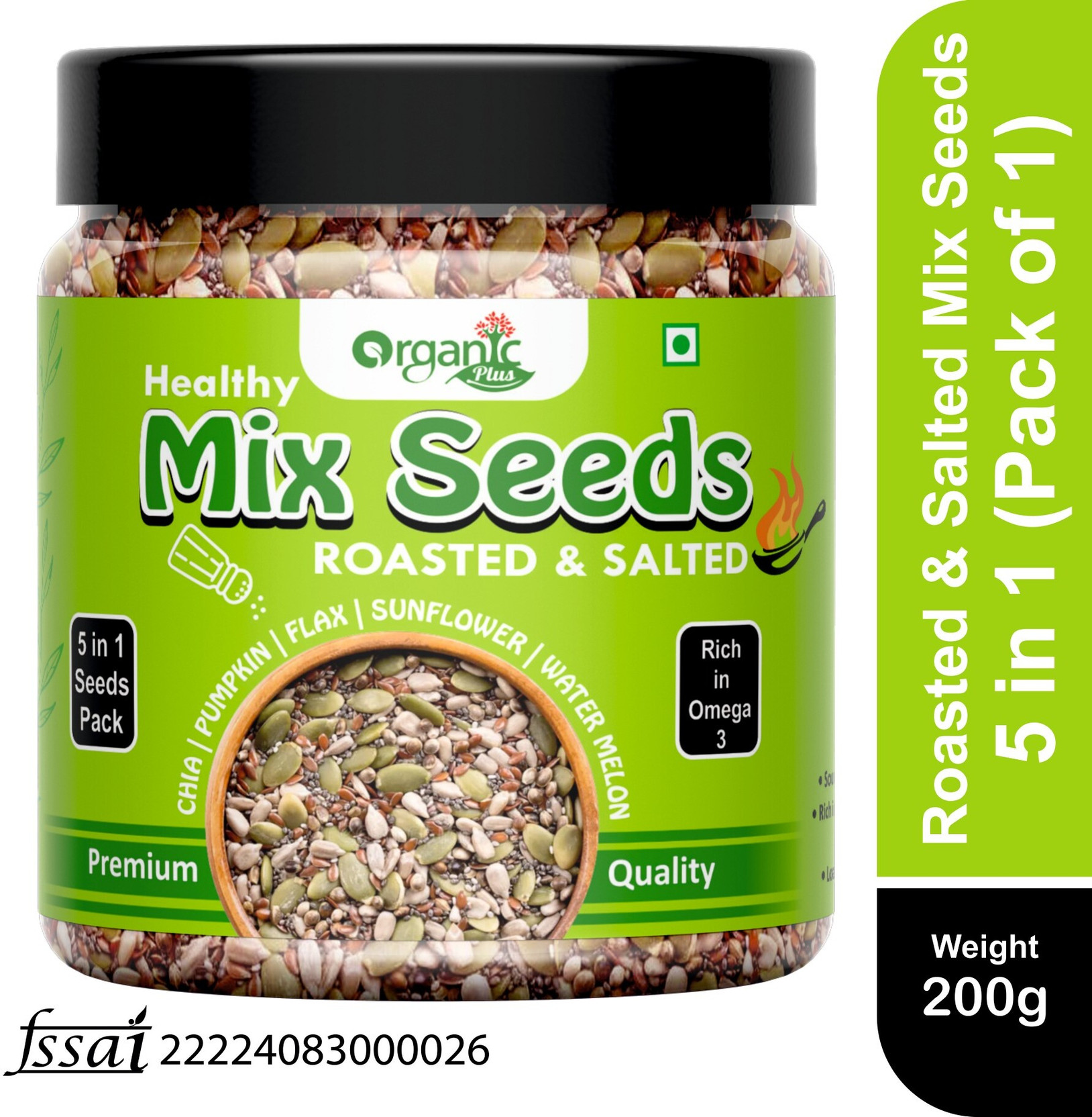 Organic Plus Mix Seeds Roasted & Salted Seed Eating Pumpkin Sunflower Chia Flax Watermelon-J Assorted Seeds & Nuts