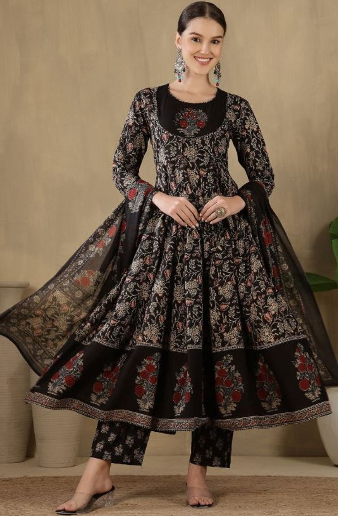 Women Pure Cotton Kurti Pant Dupatta Set
