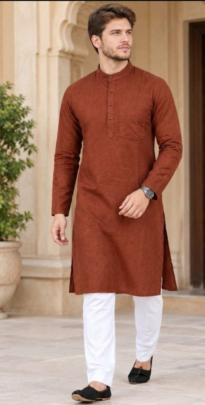 Men Pure Cotton Kurta Pyjama Set