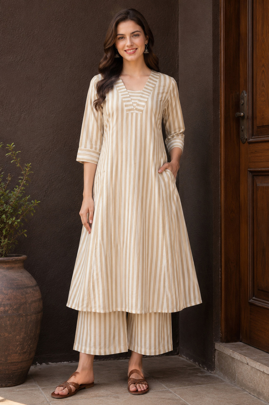 Women Pure Cotton Kurta Palazzo Set