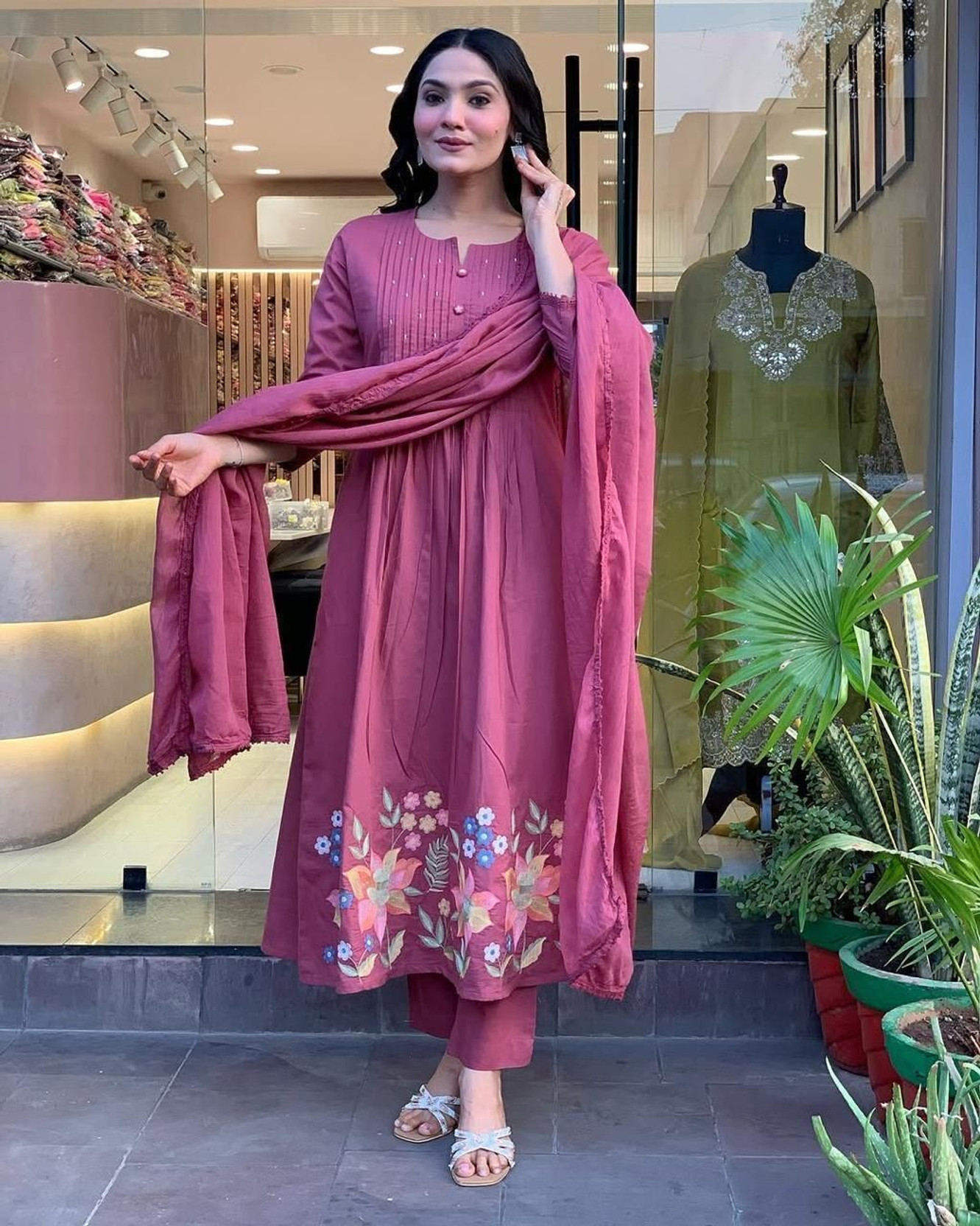 Women Pure Cotton Kurti Pant Dupatta Set