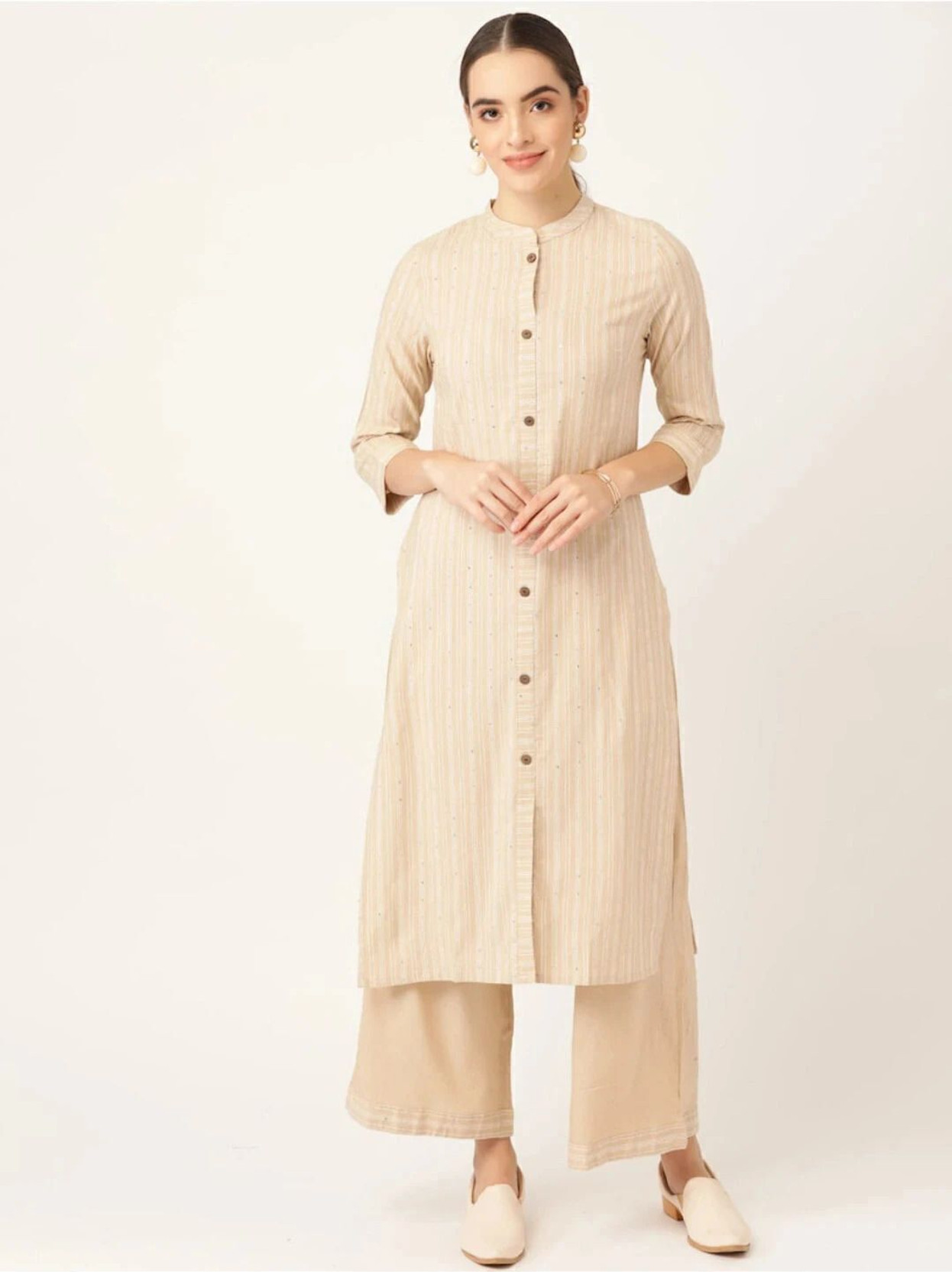 Madarwa Women Cotton Blend Kurta Palazzo Set