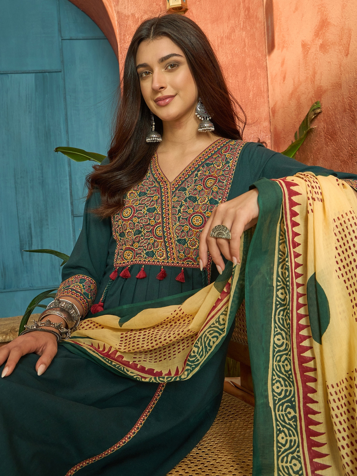 Women Pure Cotton Kurta Pant Dupatta Set