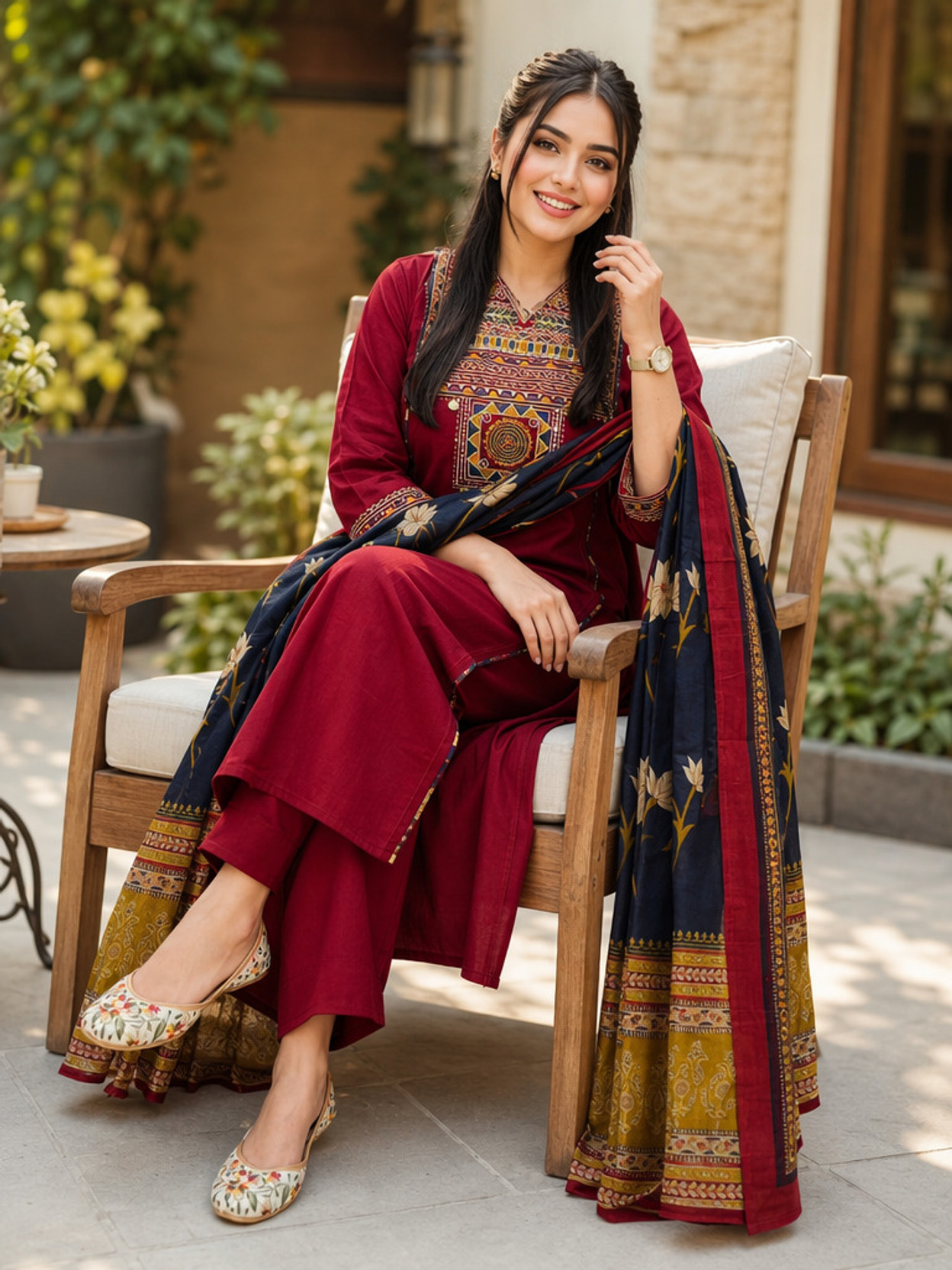 Women Pure Cotton Kurta Pant Dupatta Set