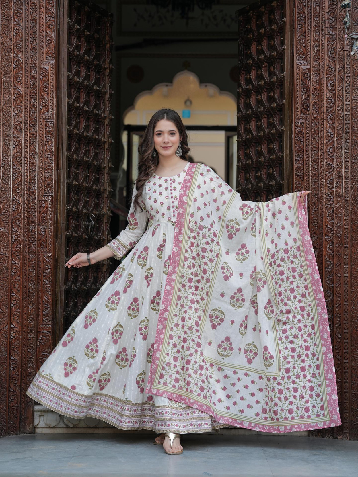 Women Pure Cotton Kurta Pant Dupatta Set