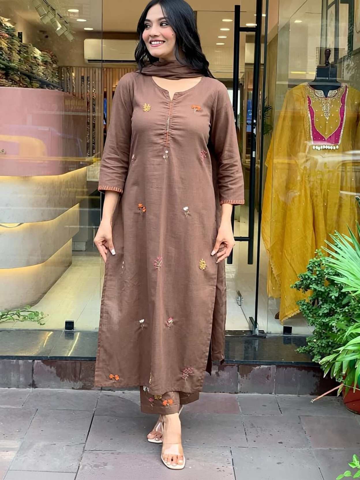Women Pure Cotton Kurta Pant Dupatta Set