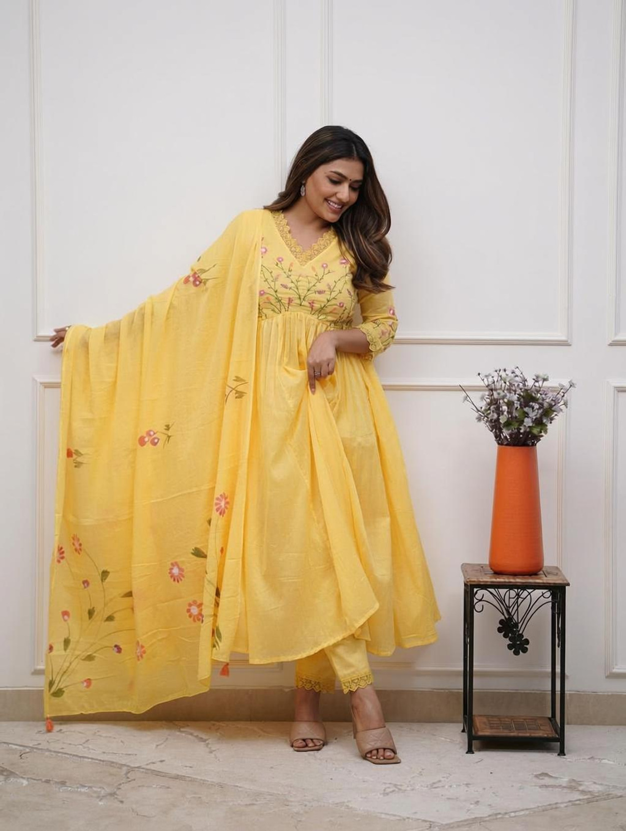 Women Pure Cotton Kurta Pant Dupatta Set