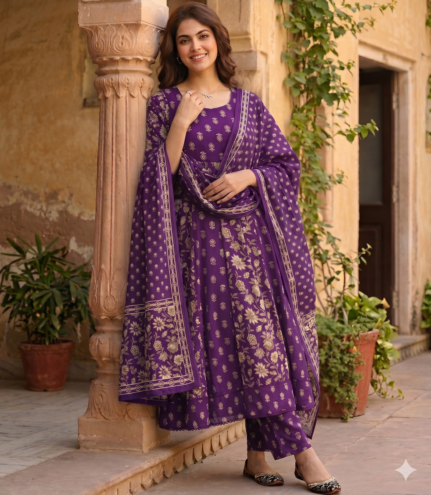 Women Pure Cotton Kurti Pant Dupatta Set