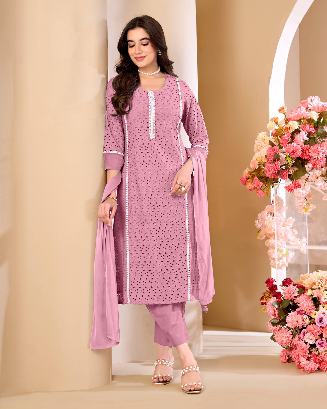 Women Pure Cotton Kurta Pant Dupatta Set