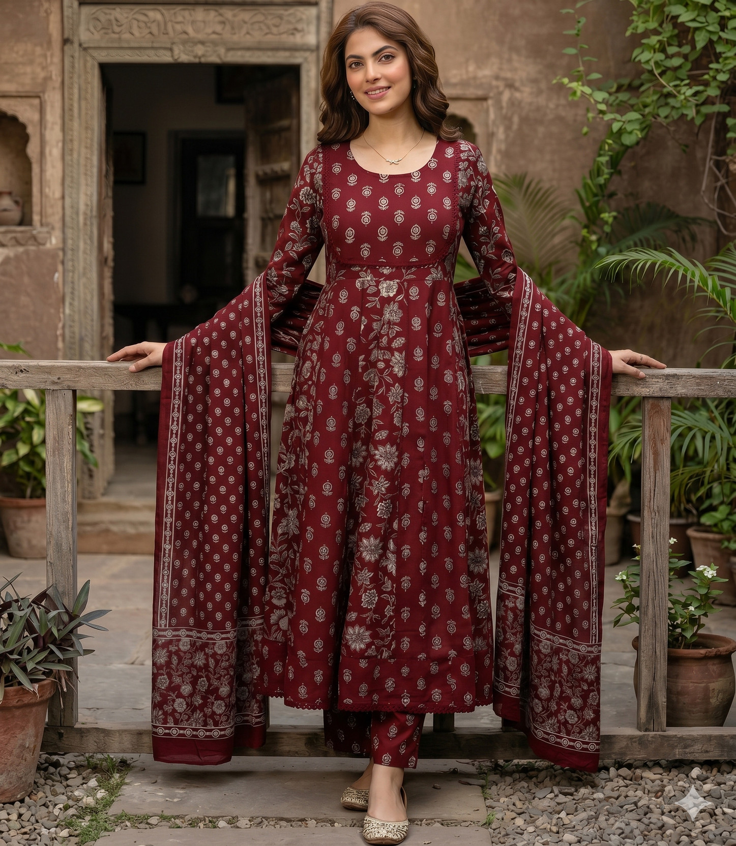 Women Pure Cotton Kurti Pant Dupatta Set