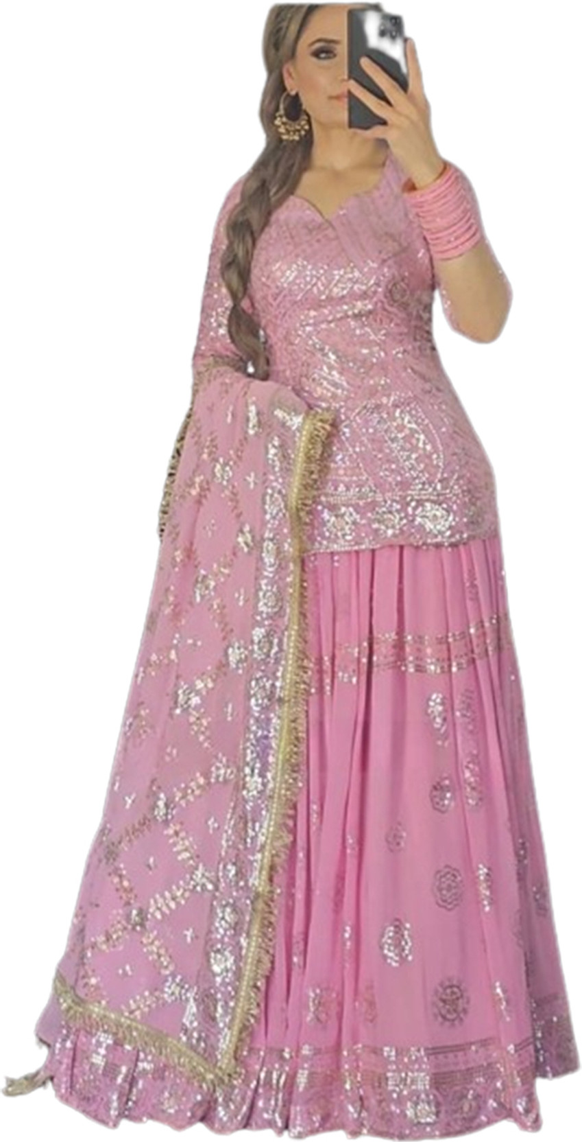 Embellished Stitched Lehenga & Kurta
