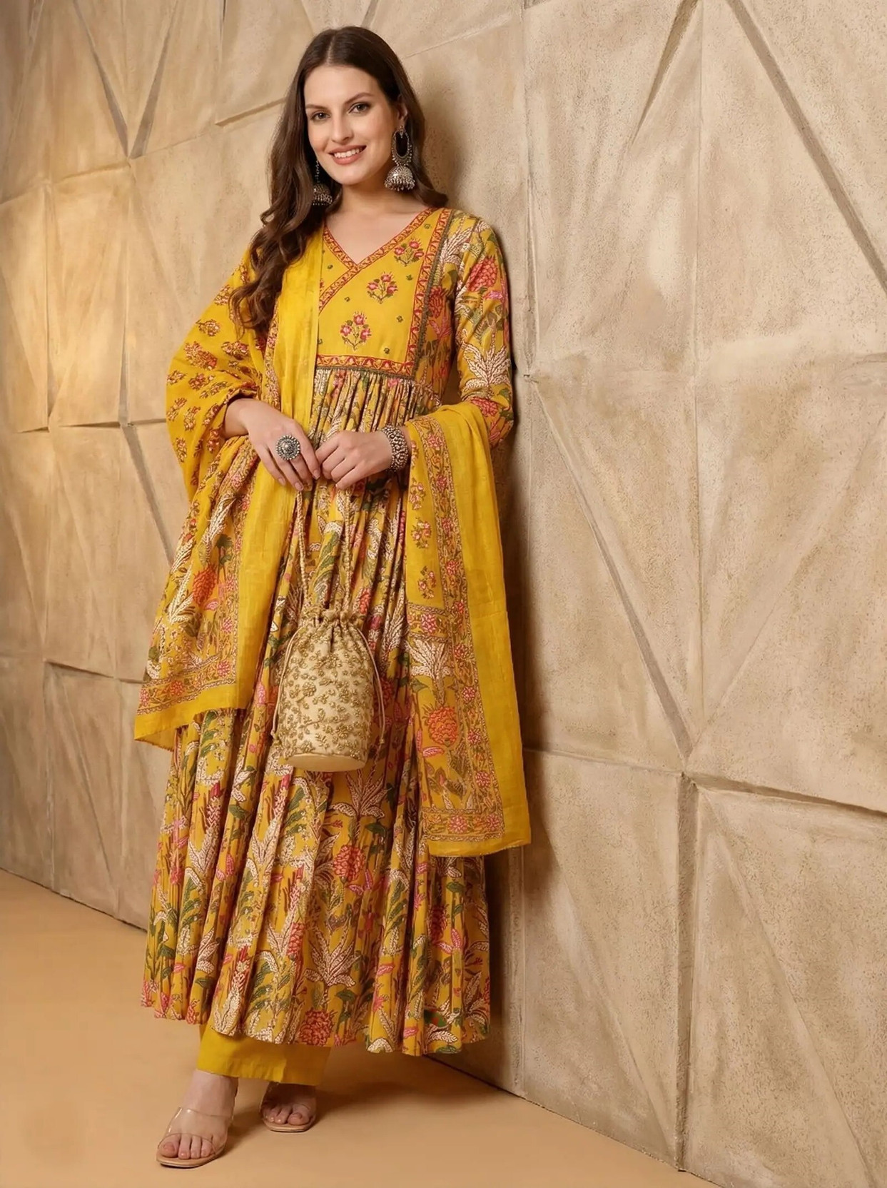 Women Pure Cotton Kurta Pant Dupatta Set
