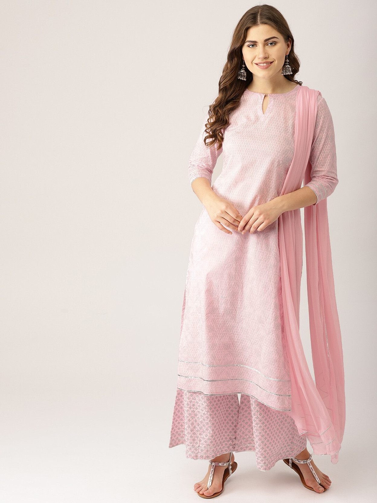 Women Viscose Rayon Kurta Palazzo Dupatta Set