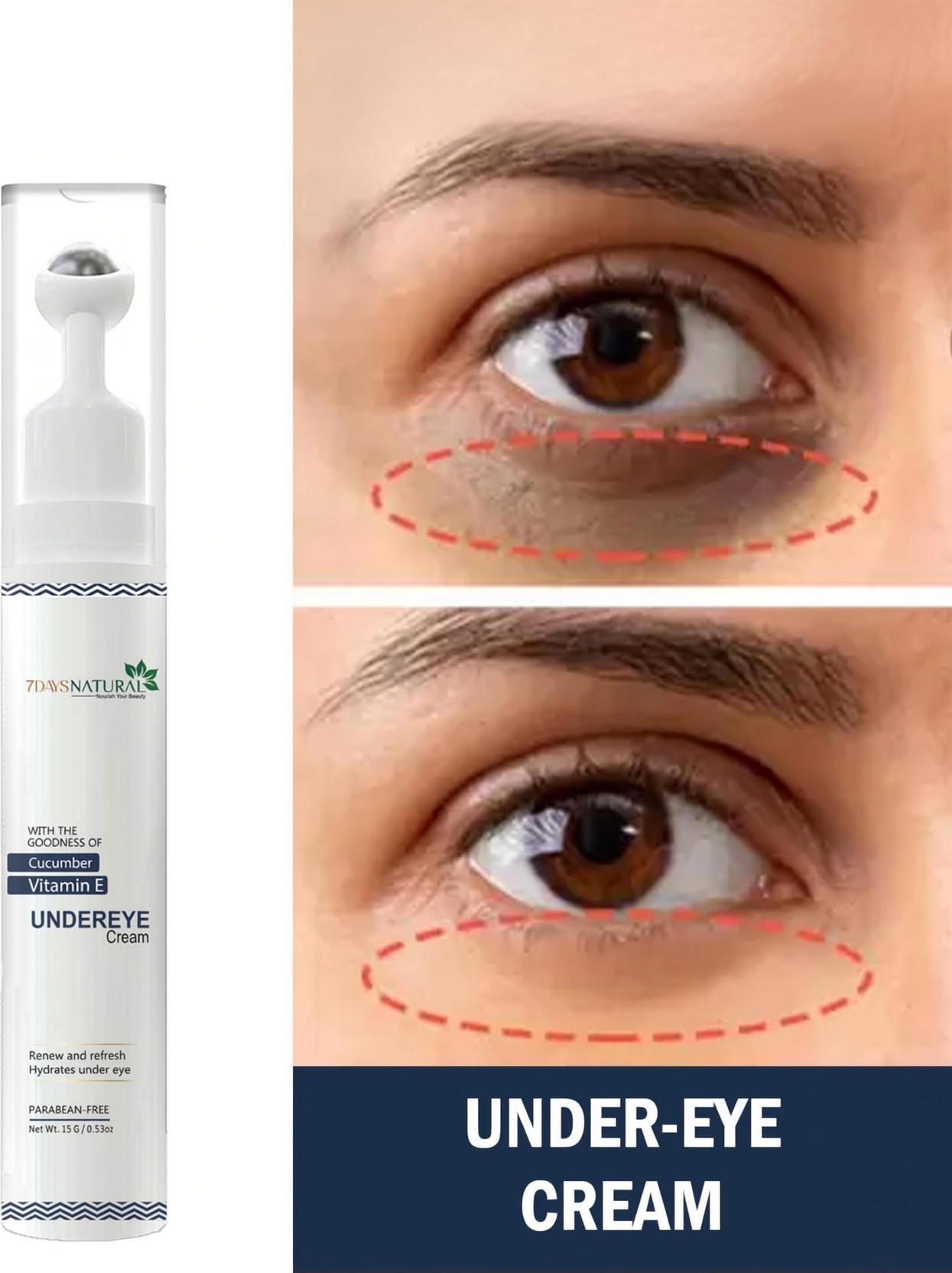 7days natural Eye Cream with Vitamin E|Remove Dark Circles Puffy Eyes & Wrinkles
