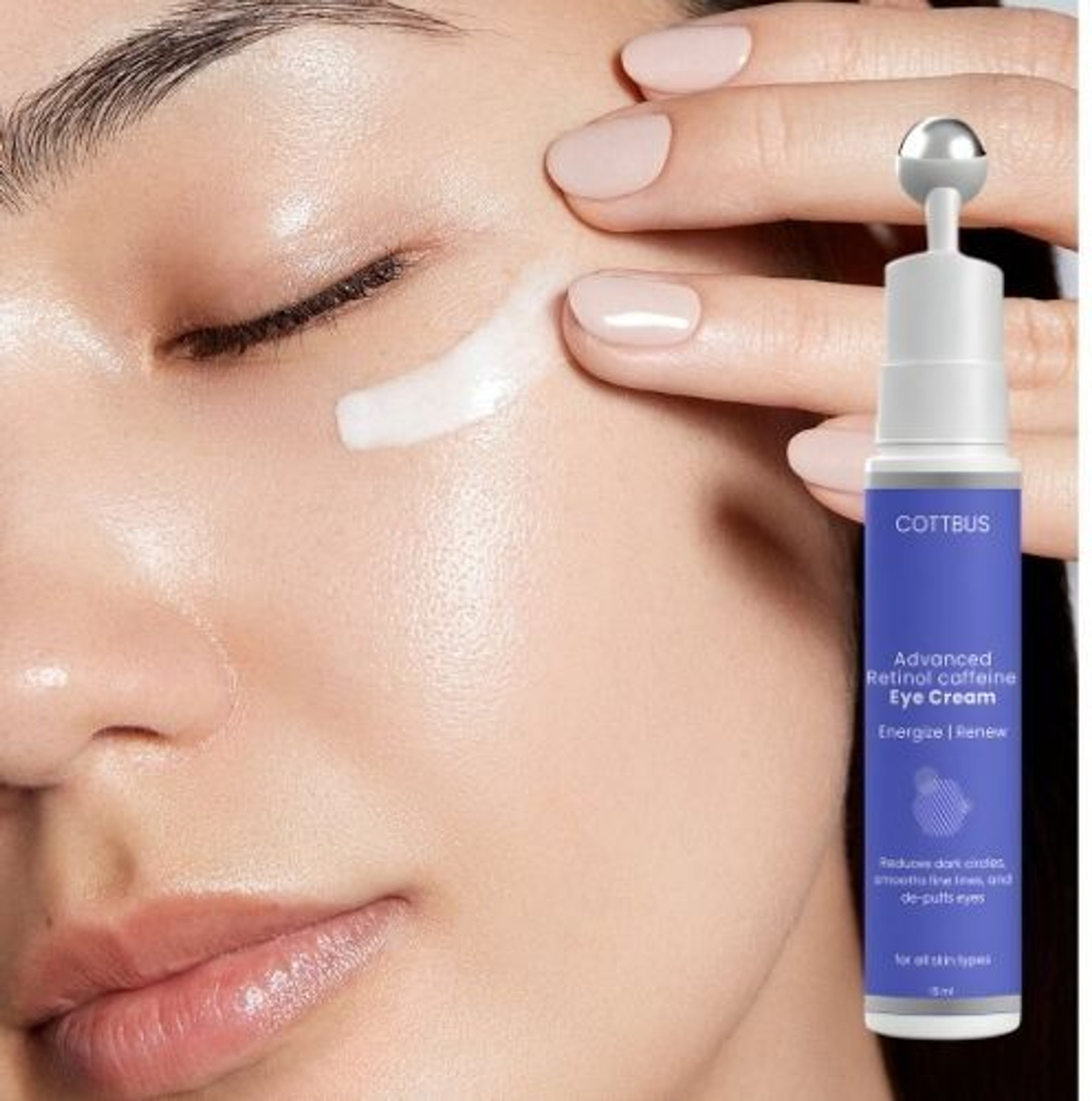 cottbus Caffeine Under Eye Roll-On Cream | Refreshes Tired Eyes