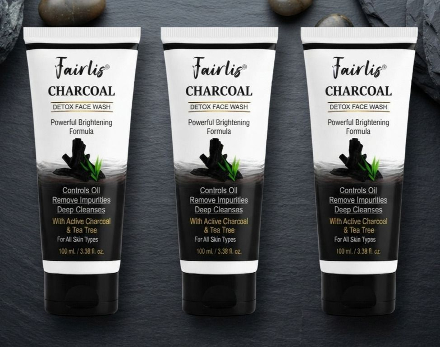Fairlis Cleansing & Detox_Charcoal_CleanCombo3x100mlFreshLookingSkin_90 Face Wash