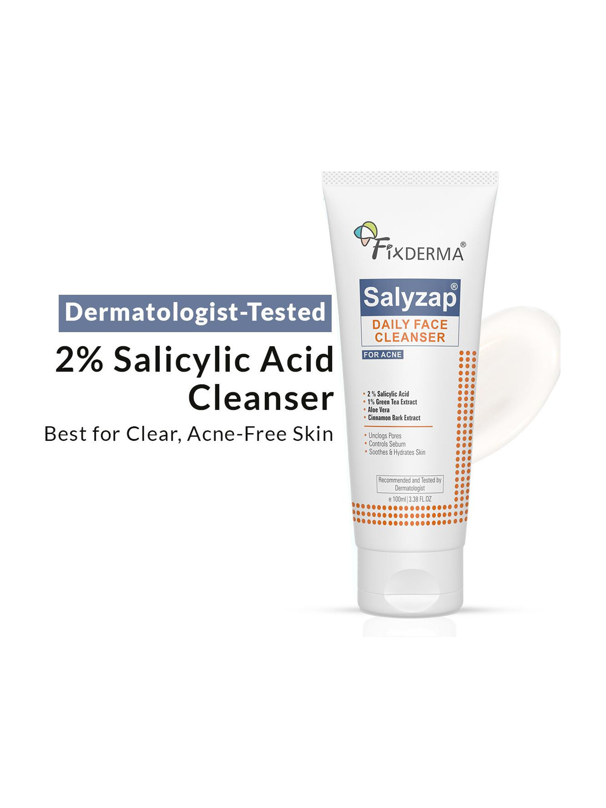 Fixderma Salyzap Face Cleanser 2% Salicylic Acid for Oily & Acne Prone Skin  Face Wash